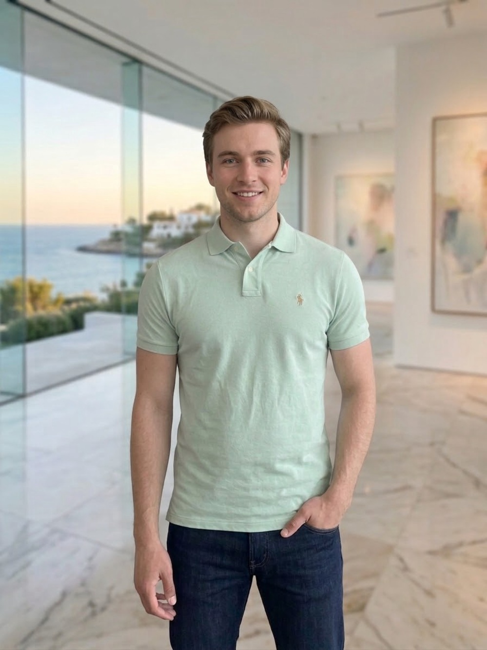 New Polo by Ralph Lauren Men's Mint Green Polo Shirt